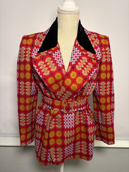 Christian Lacroix Jackets & Blazers - Christian Lacroix 90s Belted Blazer Jacket Black Velvet Collar statement piece